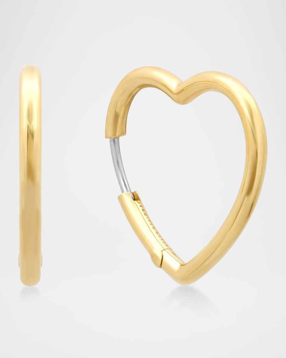 18K Yellow Gold Forever Heart Huggie Earrings